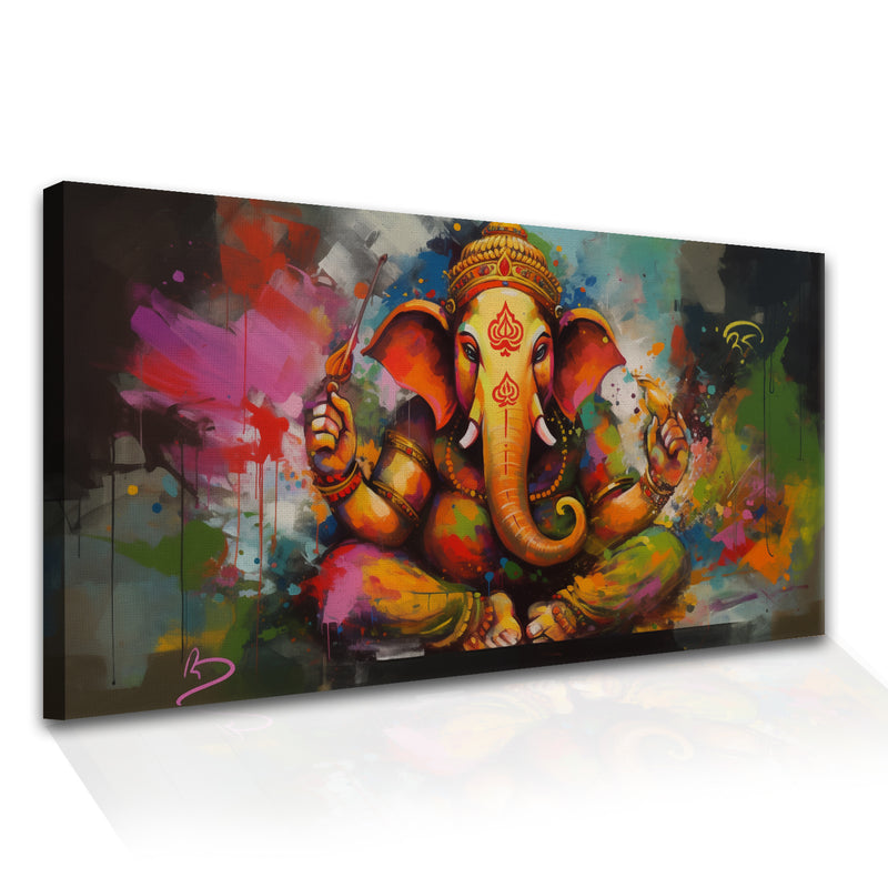 Lord Ganesha Canvas Painting Framed For Home and office Wall decoration