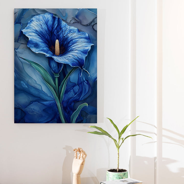 Ethereal Blue Blossom Wall Art Painting, HD Canvas Print, Framed, Ready to Hang. (POMWA74)