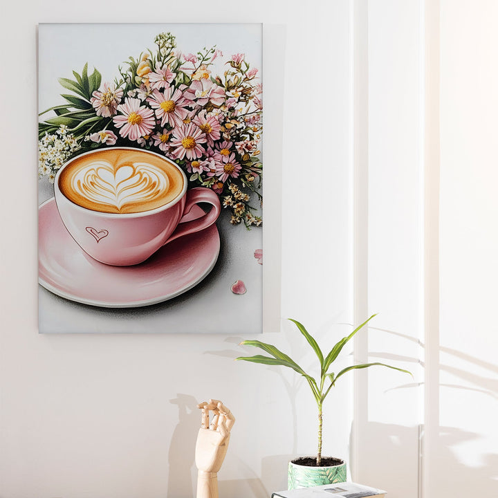 Blush Café Elegance Wall Art Painting, HD Canvas Print, Framed, Ready to Hang. (KTCWA70)
