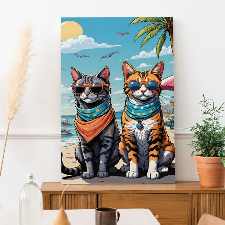 Meowjito Vibes Wall Art Painting, HD Canvas Print, Framed, Ready to Hang. (POMWA294)