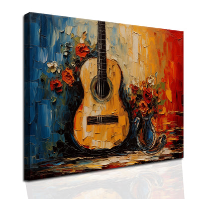 Framed Abstract Music Guotar Wall Art Painting For Home and Hotels Wall Decoration