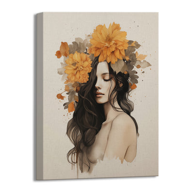 Boho Chic Floral Vintage Style Canvas Painting