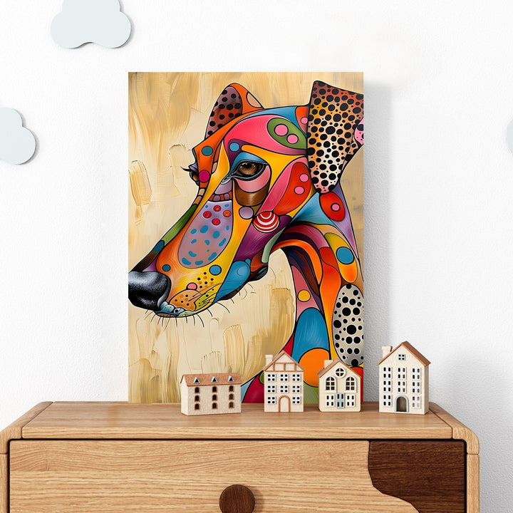 Whimsical Whippet Wall Art Painting, HD Canvas Print, Framed, Ready to Hang. (ABMWA104)