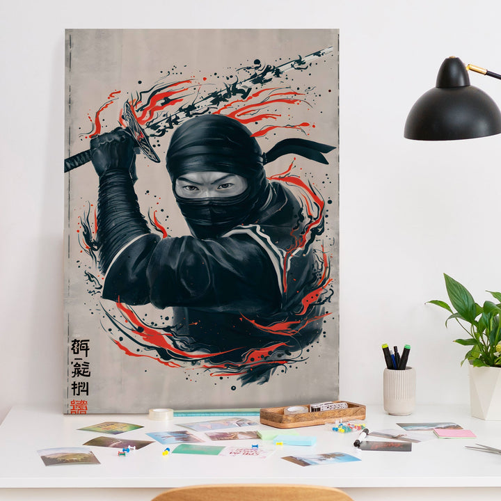 Red Slash Wall Art Painting, HD Canvas Print, Framed, Ready to Hang. (POMWA180)
