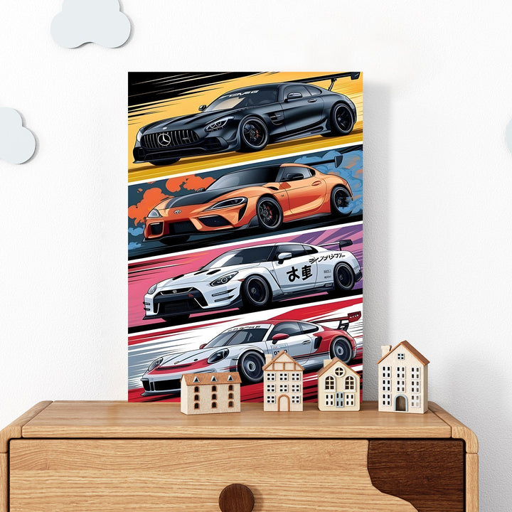 Turbocharged Icons Wall Art Painting, HD Canvas Print, Framed, Ready to Hang. (POMWA209)