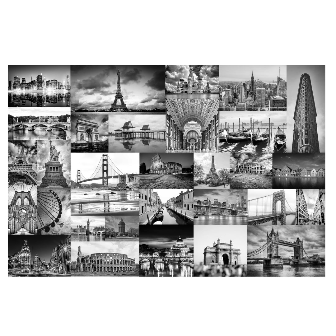 Global Icons – Monochrome Cityscape Wall Mural (PATCH004)