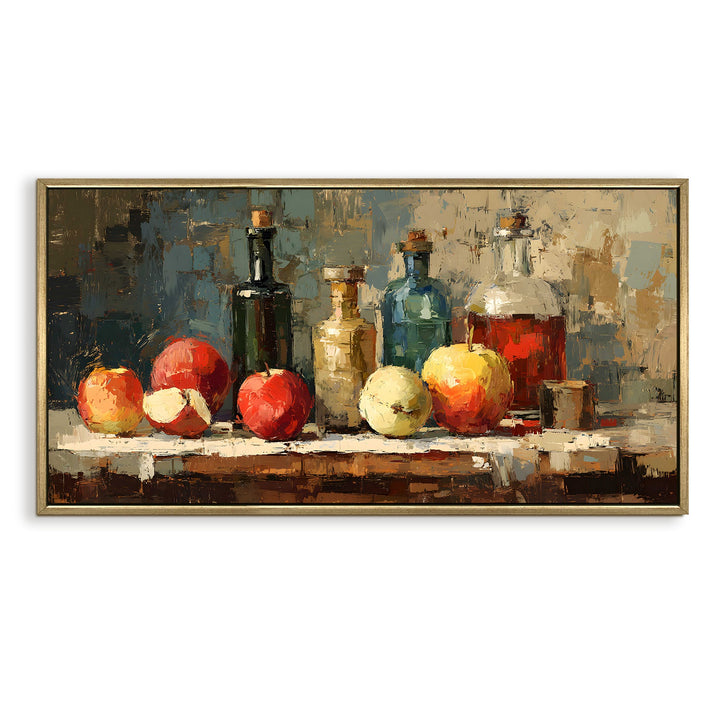 European Kitchen Wall Art, HD Canvas Print, Golden Floater Framed, Ready to Hang, (24 In x 48 In). (EURP-WA-07)