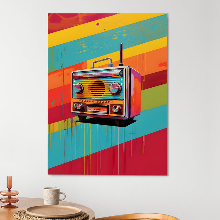 Retro Frequency – Color Pop Radio Wall Art, HD Canvas Print, Framed, Ready to Hang. (POMWA335)
