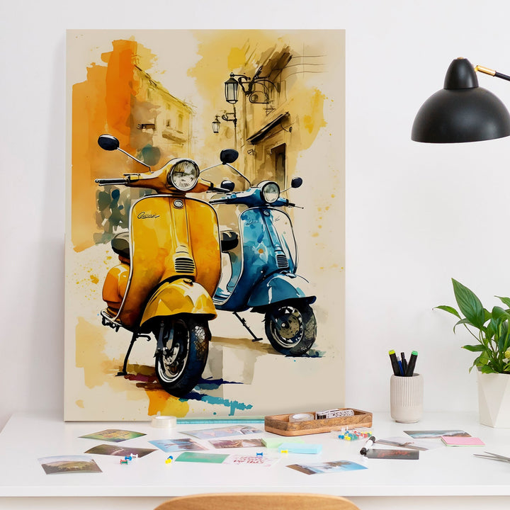 Pastel Streetscape Painting, HD Canvas Print, Framed, Ready to Hang. (POMWA201)