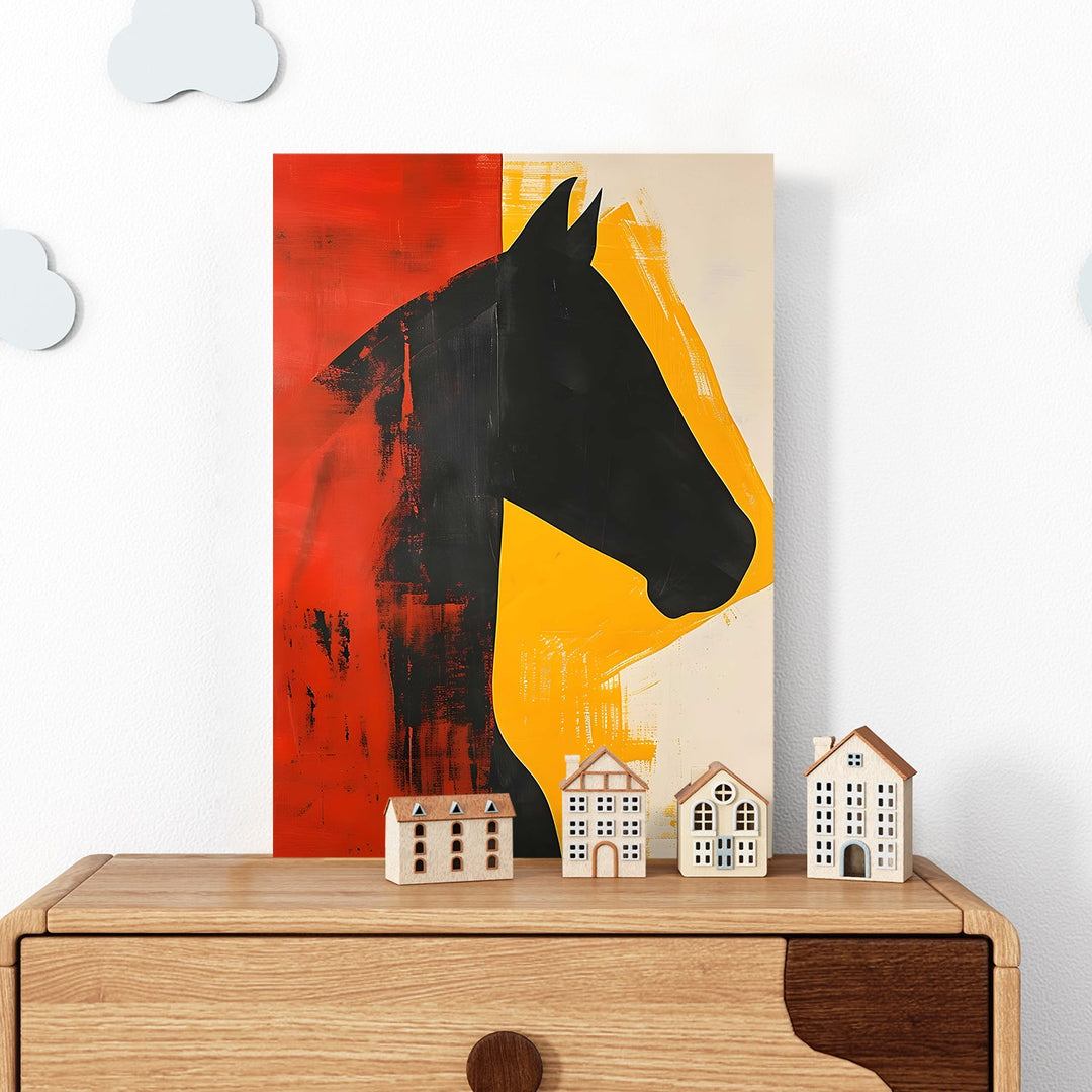 Abstract Stallion Wall Art Painting, HD Canvas Print, Framed, Ready to Hang. (ABMWA119)