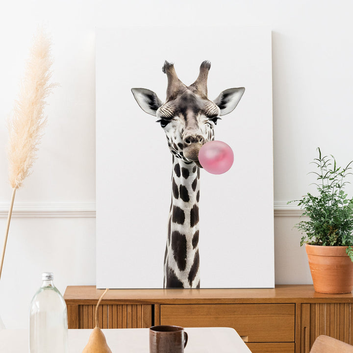 Pop Culture Giraffe Wall Art Painting, HD Canvas Print, Framed, Ready to Hang. (POMWA170)
