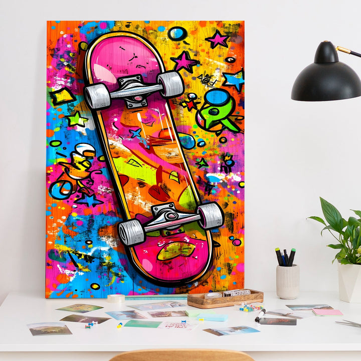 Spray & Skate Wall Art Painting, HD Canvas Print, Framed, Ready to Hang. (POMWA273)