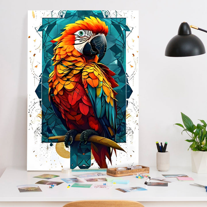 Parrot Prism Wall Art Painting, HD Canvas Print, Framed, Ready to Hang. (POMWA309)