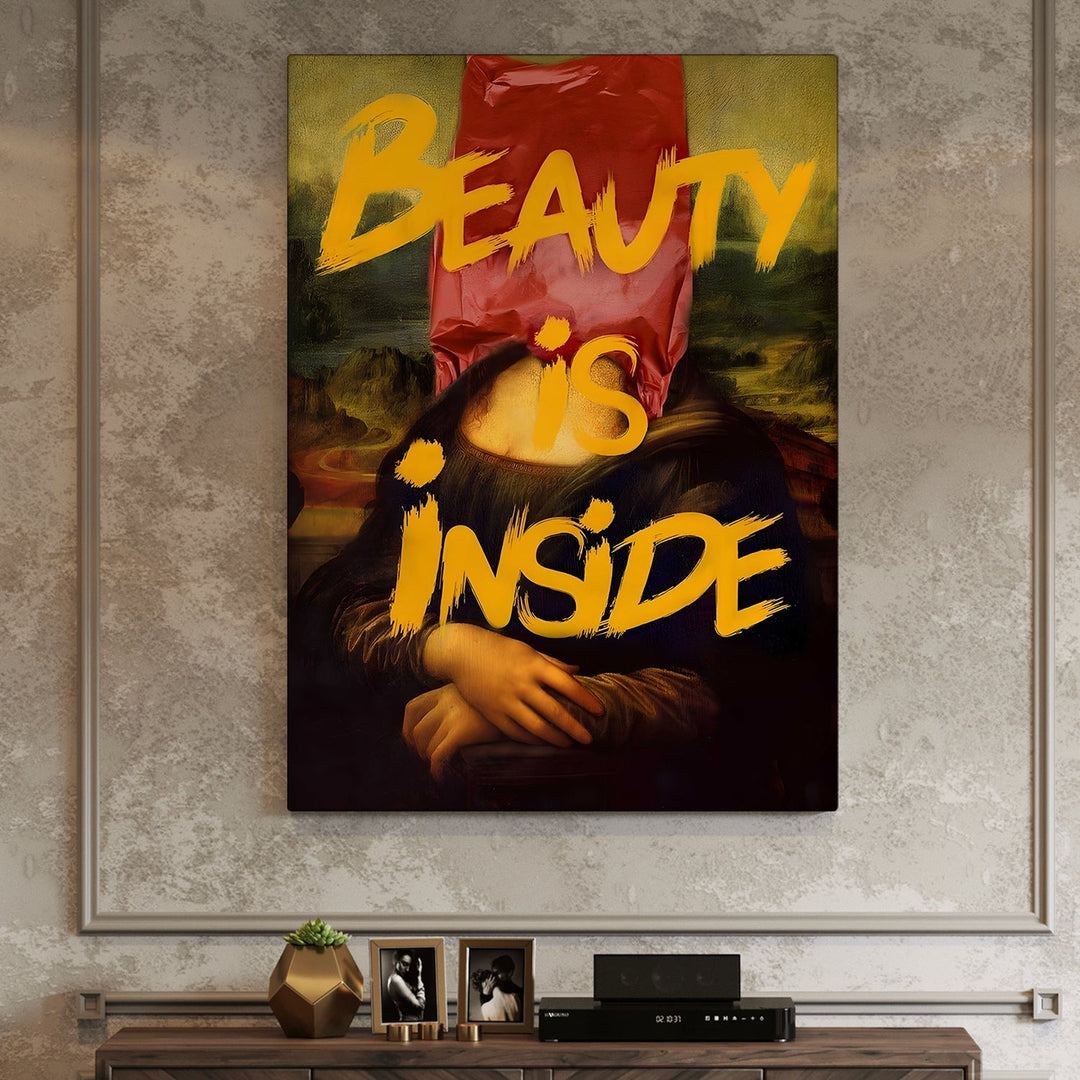 The Graffiti Mona Wall Art Painting, HD Canvas Print, Framed, Ready to Hang. (POMWA266)