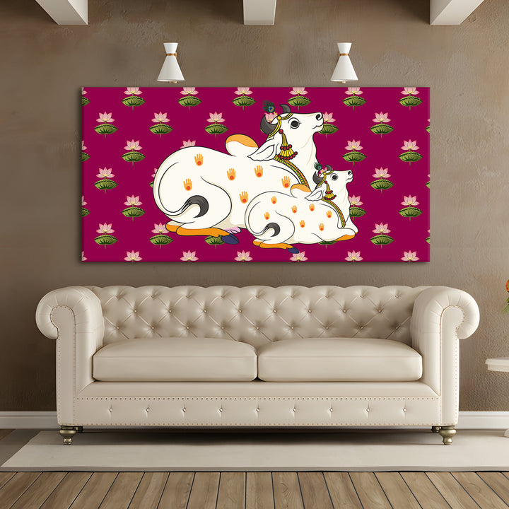 Indian Traditional Pichwai Wall Art Canvas Painting for Home Decor (PICHWA09)