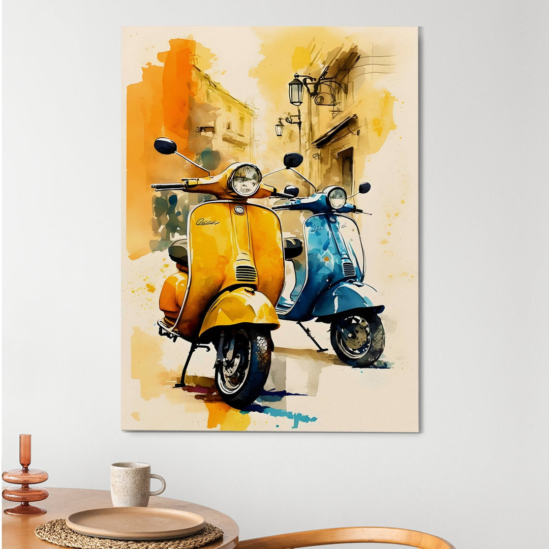 Pastel Streetscape Painting, HD Canvas Print, Framed, Ready to Hang. (POMWA201)