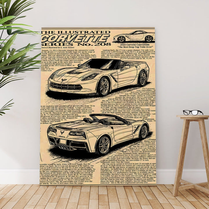 Muscle Car Paper Wall Art Painting, HD Canvas Print, Framed, Ready to Hang. (POMWA227)