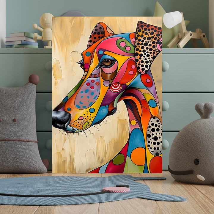 Whimsical Whippet Wall Art Painting, HD Canvas Print, Framed, Ready to Hang. (ABMWA104)