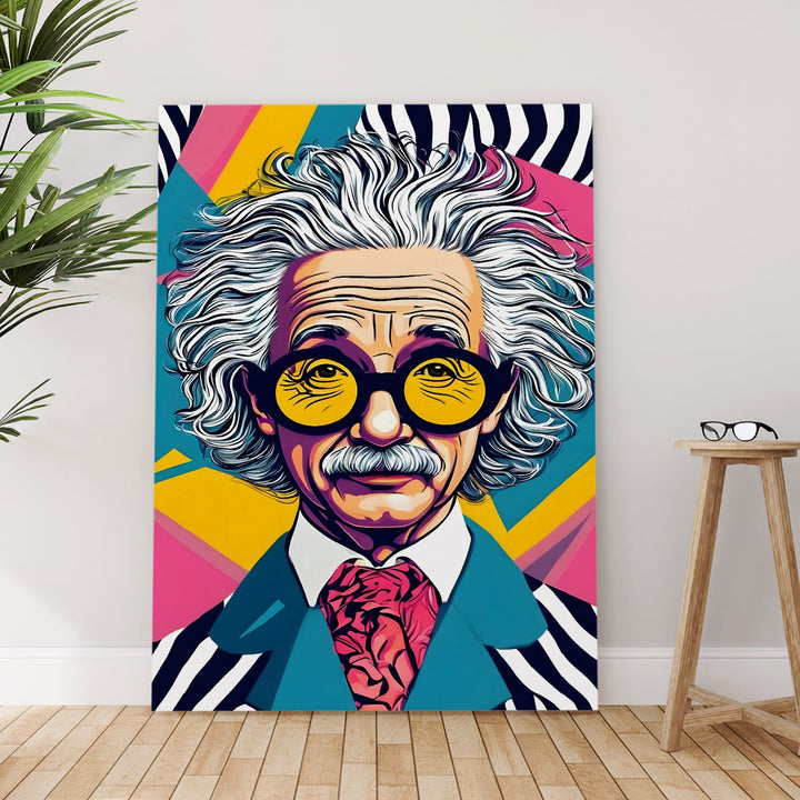 Einstein Unplugged Wall Art Painting, HD Canvas Print, Framed, Ready to Hang. (POMWA276)