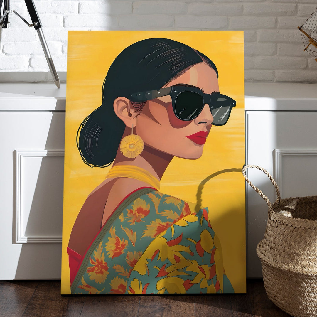 Sunshine Saree Wall Art Painting, HD Canvas Print, Framed, Ready to Hang. (POMWA232)