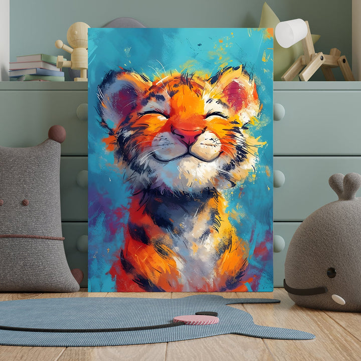 Tiger’s Bliss Wall Art Painting, HD Canvas Print, Framed, Ready to Hang. (ABMWA101)