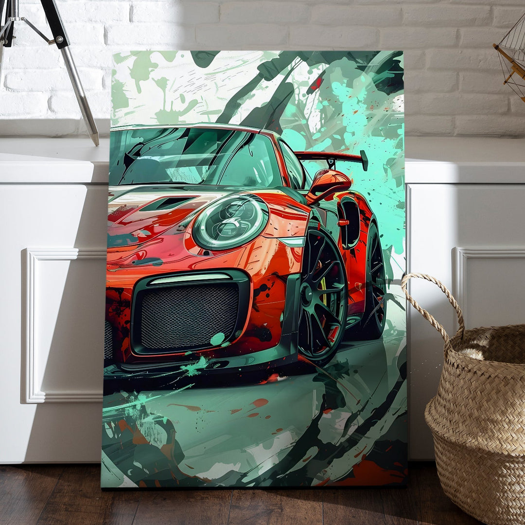 Crimson Drive Wall Art Painting, HD Canvas Print, Framed, Ready to Hang. (POMWA215)