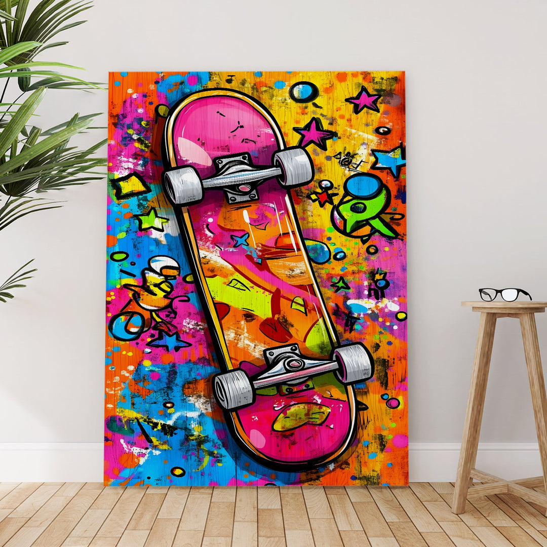 Spray & Skate Wall Art Painting, HD Canvas Print, Framed, Ready to Hang. (POMWA273)