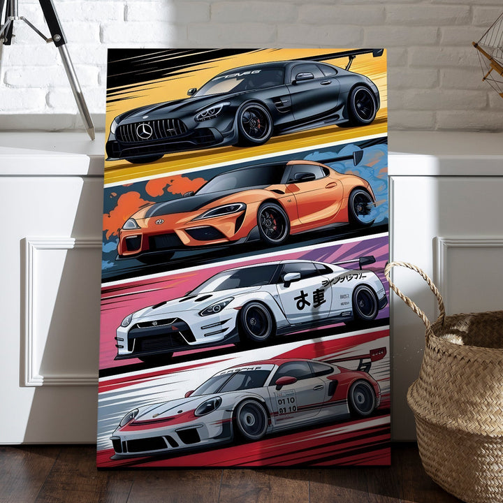 Turbocharged Icons Wall Art Painting, HD Canvas Print, Framed, Ready to Hang. (POMWA209)