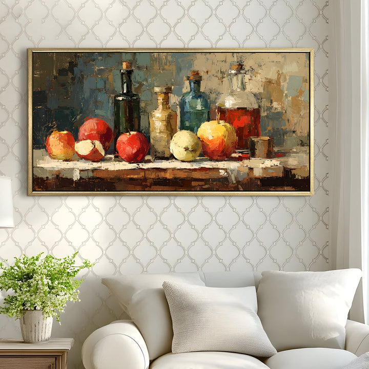 European Kitchen Wall Art, HD Canvas Print, Golden Floater Framed, Ready to Hang, (24 In x 48 In). (EURP-WA-07)