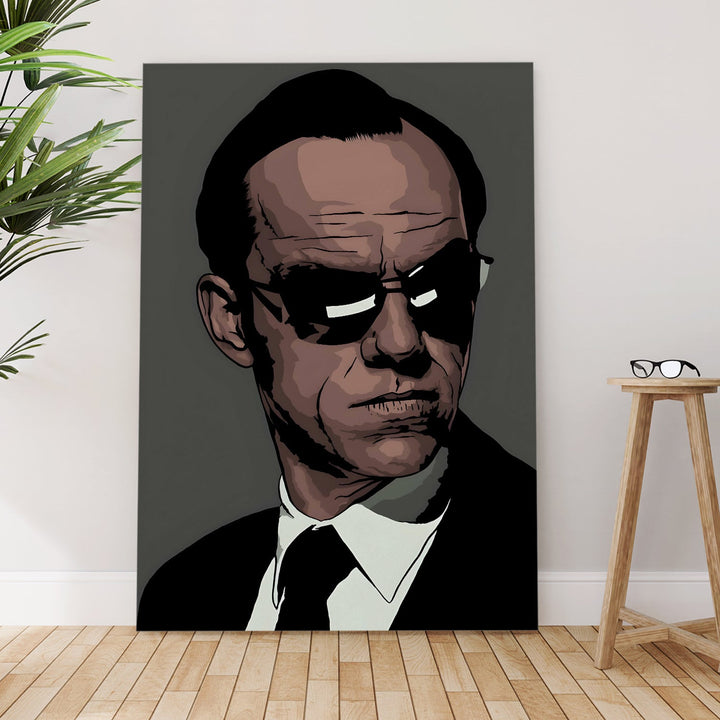 Agent-Inspired Minimalist Portrait Wall Art, HD Canvas Print, Framed, Ready to Hang. (POMWA345)