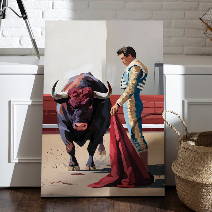 Bullfighter’s Poise Wall Art Painting, HD Canvas Print, Framed, Ready to Hang. (POMWA183)