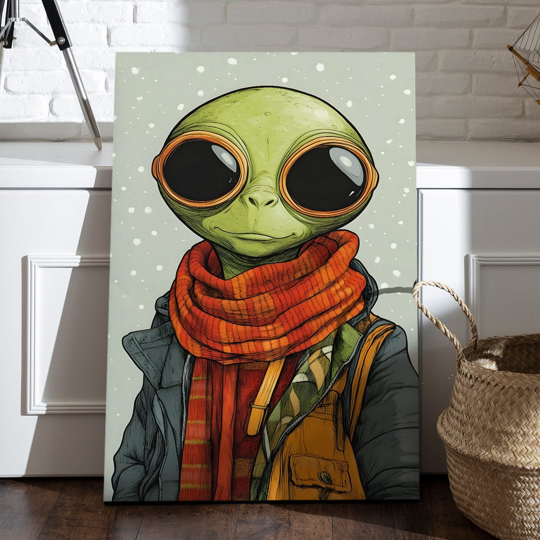 Alien Hipster Diaries Wall Art Painting, HD Canvas Print, Framed, Ready to Hang. (POMWA304)