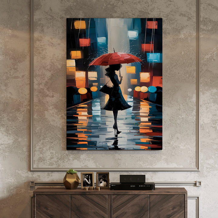 Neon Drizzle Wall Art Painting, HD Canvas Print, Framed, Ready to Hang. (AMWA39)