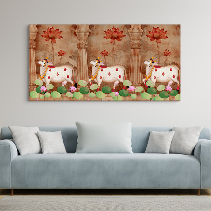Indian Traditional Pichwai Wall Art Canvas Painting for Home Decor (PICHWA07)