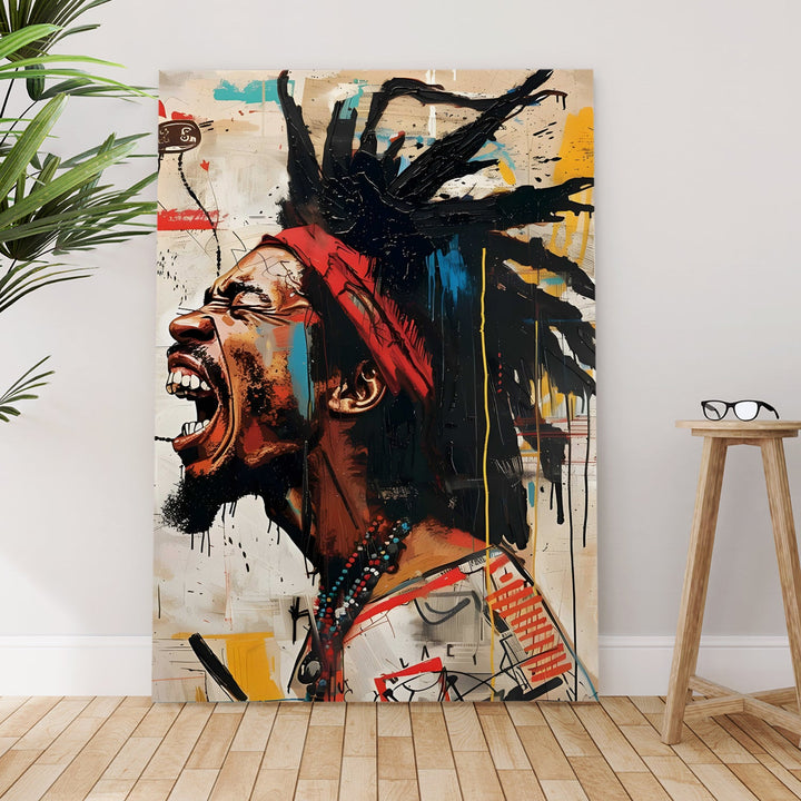 Soul in Motion – Afro Expressionist Portrait Wall Art, HD Canvas Print, Framed, Ready to Hang. (POMWA338)