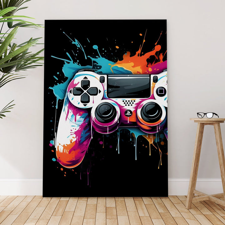 Game On – Vibrant Controller Wall Art, HD Canvas Print, Framed, Ready to Hang. (POMWA339)