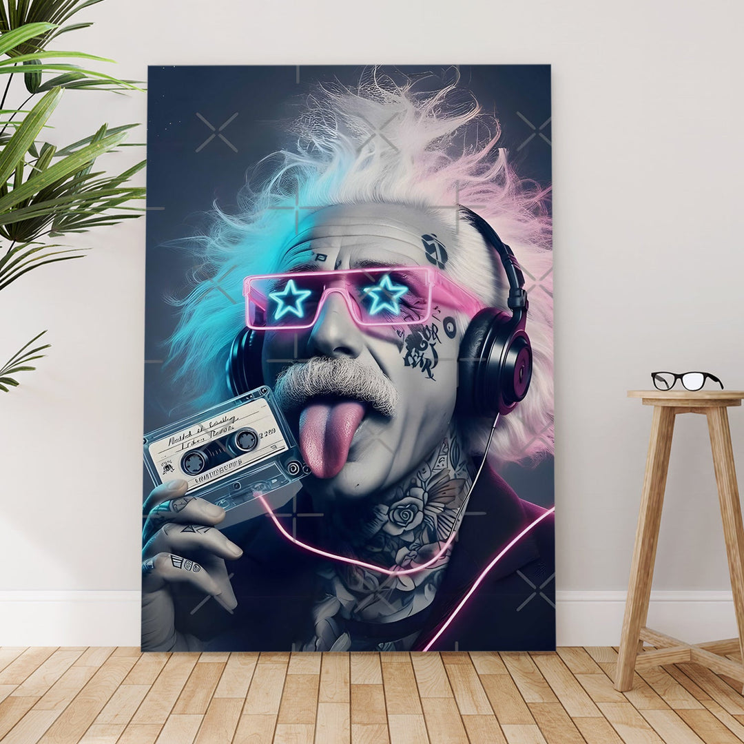 Electric Einstein Wall Art Painting, HD Canvas Print, Framed, Ready to Hang. (POMWA299)