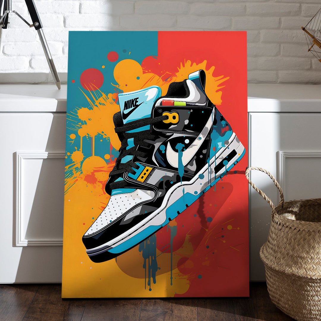 Sneaker Splash Wall Art Painting, HD Canvas Print, Framed, Ready to Hang. (POMWA258)