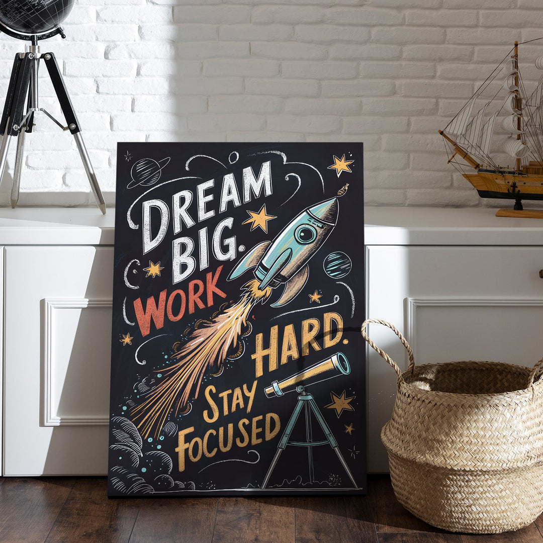 Dream Big, Hustle Hard Wall Art Painting, HD Canvas Print, Framed, Ready to Hang. (MOWA95)