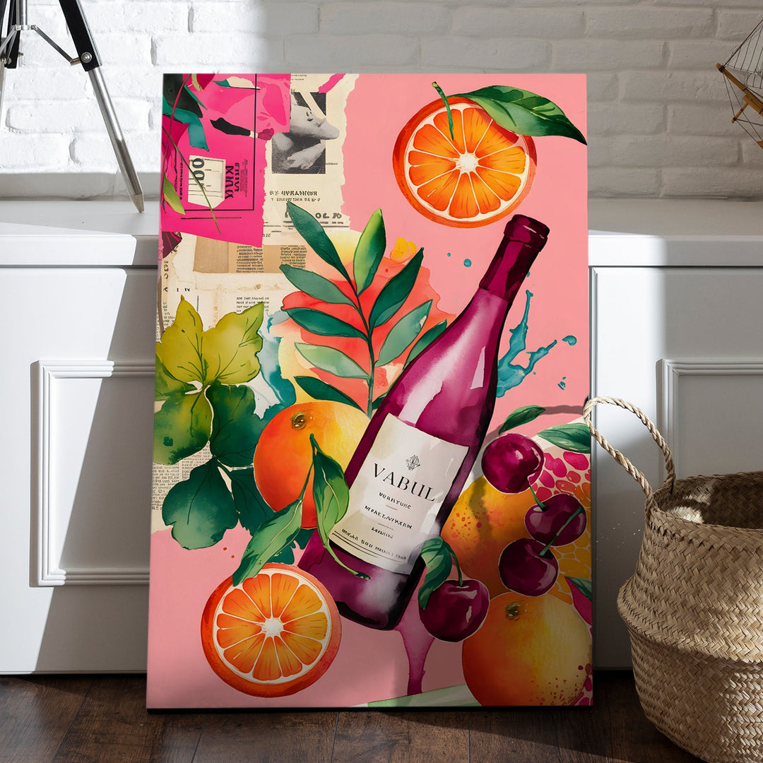 Vibrance & Vino Wall Art Painting, HD Canvas Print, Framed, Ready to Hang. (POMWA177)