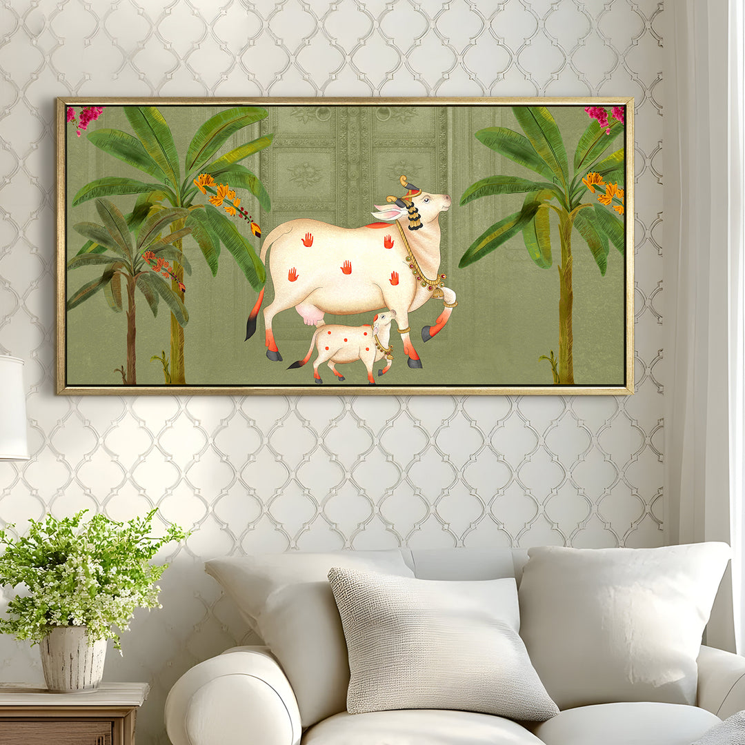 Indian Traditional Pichwai Wall Art Canvas Painting for Home Decor (PICHWA17)