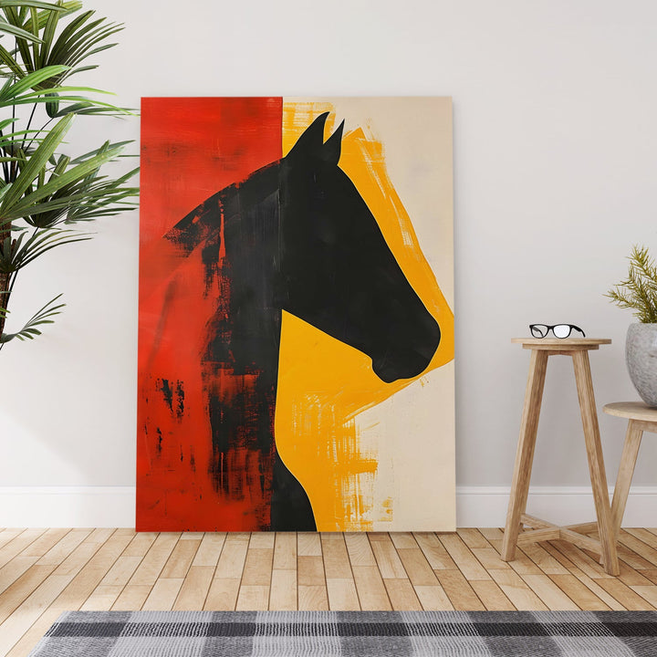 Abstract Stallion Wall Art Painting, HD Canvas Print, Framed, Ready to Hang. (ABMWA119)
