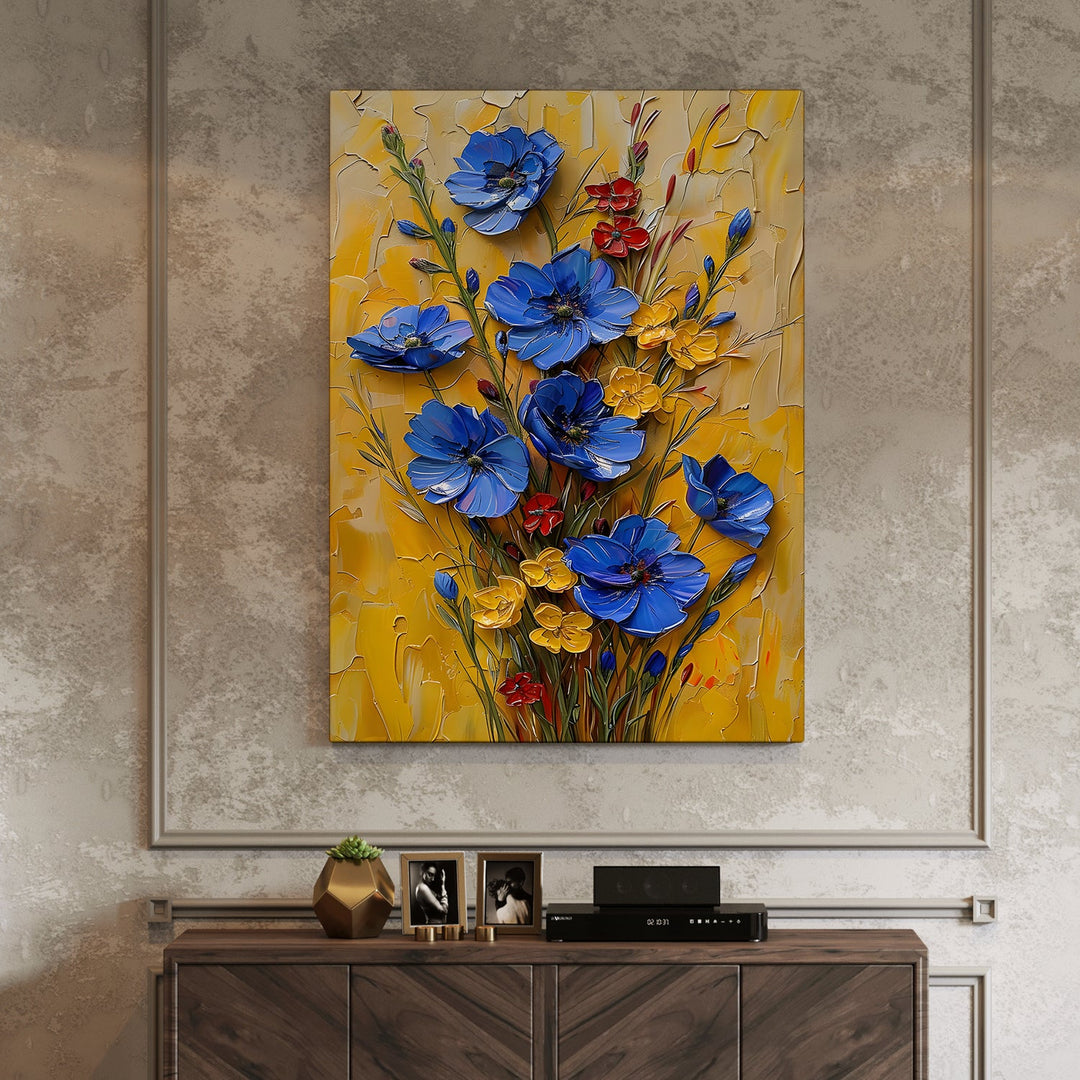 Dancing Petals Wall Art Painting, HD Canvas Print, Framed, Ready to Hang. (FLMWA75)
