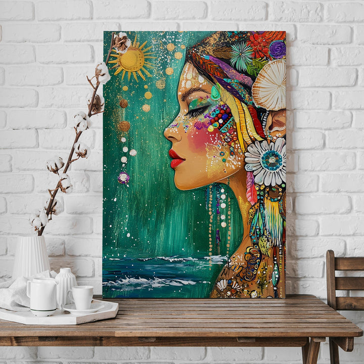 Tribal Elegance Wall Art Painting, HD Canvas Print, Framed, Ready to Hang. (BOMWA79)