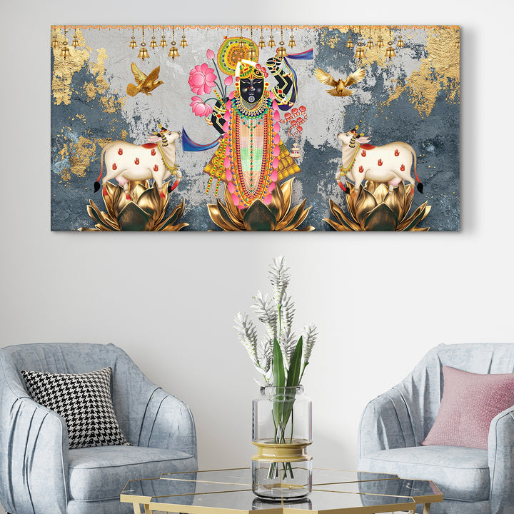 Indian Traditional Pichwai Wall Art Canvas Painting for Home Decor (PICHWA16)