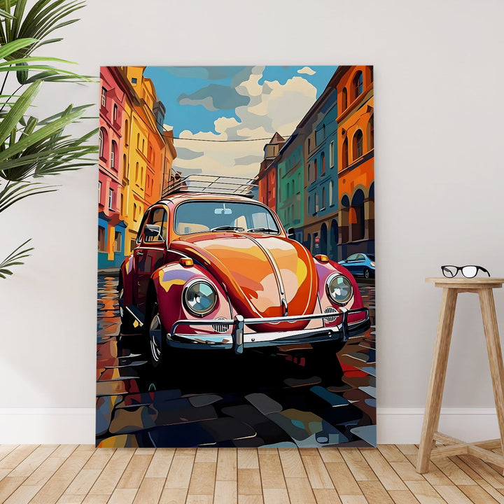 Retro Car Wall Art Painting, HD Canvas Print, Framed, Ready to Hang. (POMWA221)