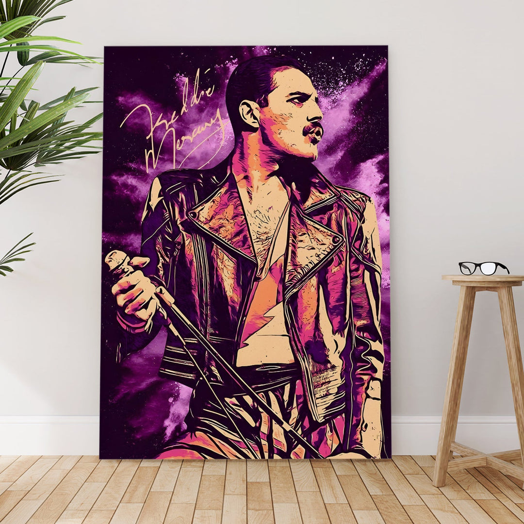 Freddie Mercury Pop Wall Art, HD Canvas Print, Framed, Ready to Hang. (POMWA343)
