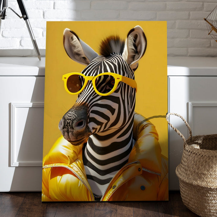 Street Style Zebra – Cool Animal Wall Art Painting, HD Canvas Print, Framed, Ready to Hang. (POMWA325)