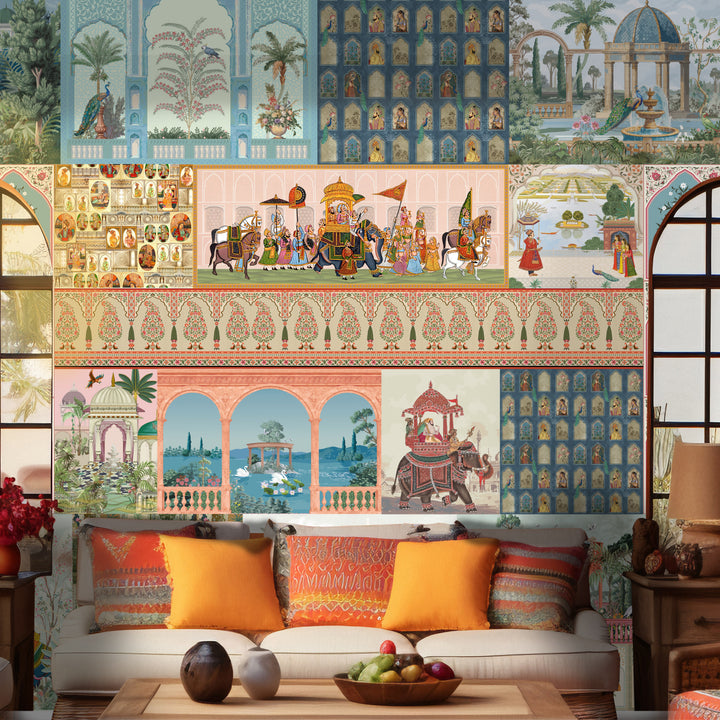 Regal Patchwork Palace – Indian Heritage Collage Wallpaper. (PATCH001)