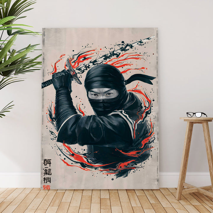 Red Slash Wall Art Painting, HD Canvas Print, Framed, Ready to Hang. (POMWA180)